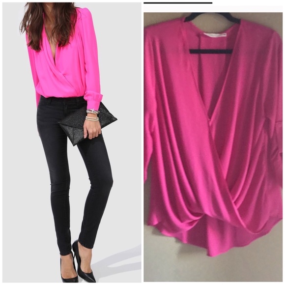 Lush Tops - ❤️Valentines Hot Pink Lush Draped high low Blouse